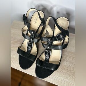Coach Black Robin Sandal with Heel